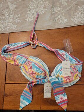 NWT WATERCOLOR By Kenny Flowers Floral Bikini Top Small